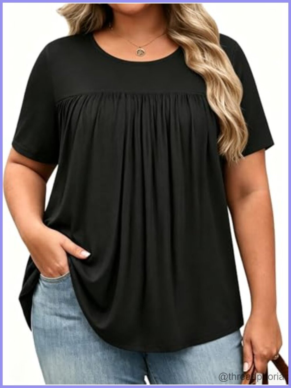 Womens Plus Size Tunic Top Short Sleeve Cotton Blend Blouse Loose Fit